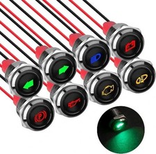 8Pcs 1/2 Inch 12V LED Waterproof Metal Pilot Dash Indicat Color: Multi-colored picture