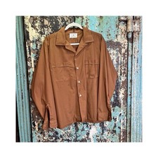 1960s 1970s Brown Loop Collar Rockabilly Shirt Large picture