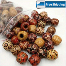 100PCS Natural Wooden Round Beads 10mm Large Hole Bead for DIY Craft Jewellery picture