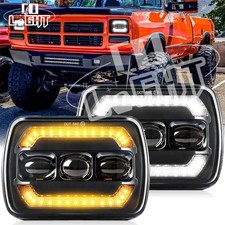 Pair 5x7 7x6'' LED Headlights Hi-Lo For Dodge W150/250/350 D150 1981-1993 Ram 50 picture