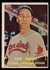 1957 Topps Baseball Sam Jones 4th Series Card #287 - St Louis Cardinals - VG/VG+ picture