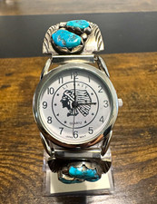 Vintage Native American-style sterling silver and Turquoise watch cuff picture