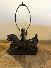 Vintage Model 72 Roman Gladiator Chariot Horse Lamp 1930s–50s Cast Metal Working picture