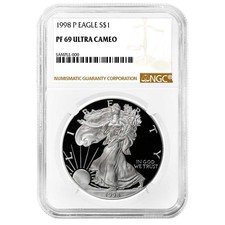 1998-P Proof $1 American Silver Eagle NGC PF69UC Brown Label picture