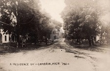 Street View A Residence St., Cambria MI Michigan 1910 RPPC Photo Postcard COPY picture