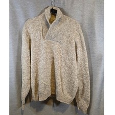 VTG Harbor Bay 90's Beige/Tan Wool Blend Cable Knit Pullover Sweater Men L Cowel picture