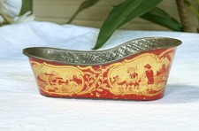 Antique c.1900s German Tin Litho Dollhouse Slipper Bathtub Children Scene 4” picture