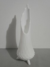 Vintage L.E. Smith White Milk Swung Vase hobnail 3 toed 11 in READ picture