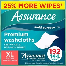 Assurance Premium Disposable Washcloths, XL (96 Count) & 192 Count same day ship picture