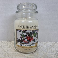 New Rare HTF Yankee Candle Snow Berry Jar Candle 22 Oz picture