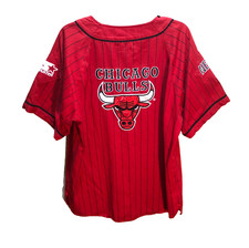 Chicago Bulls Team Logo NBA Vintage Starter Sewn Red Striped Baseball Jersey M picture