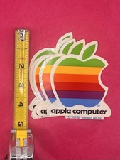 Lot of 5 Vintage Apple Computer Rainbow Logo Sticker Decal Macintosh 1980s NOS picture