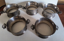 Antique Ornate Repousse Silver Plated Tea Glass Cup Set Holders Russian ? picture