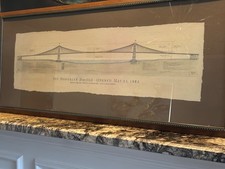 Antique John Roebling NYC Brooklyn Bridge Schematic Opened May 24, 1883 picture