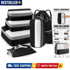 Travel Packing Cubes 6 Set Compression Organizer Bags Suitcase Gear picture