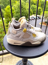 Jordan Air Jordan 4 Men’s Mid Top Colorblock Sneaker Gray White Beige Lace Up picture