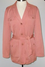 Vintage Worth 100% Silk Button Front Tie Jacket Dusty Rose Size 10 Pockets picture