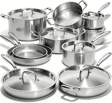 17Pcs 5 Ply Clad Stainless Steel Cookware Set with Lids, Heavy Duty Pots and ... picture