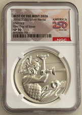 1916 (2026) Best of the Mint Mercury Silver Medal NGC SP70 First Day Issue picture