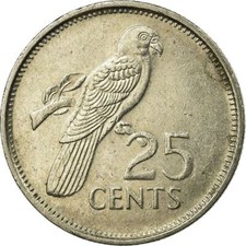 Seychelles | 25 Cents Coin | Black Parrot | Km:49 | 1982 - 1992 picture