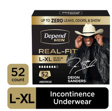 Depend Real Fit Incontinence Underwear for Men, Adult, L/XL, Black, 52 Count picture