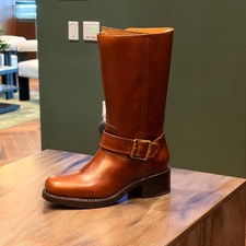 Frye Women's Campus Buckle Boots Size 6.5 Dark Brown Leather New $450 Retail picture