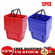 12PCS Mesh Shopping Baskets 18L with Handles Plastic Shopping Basket Portable picture