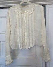 Antique 1930s Sheer Lawn Blouse Victorian Revival Sz 44 picture