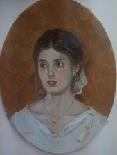 Portrait of a dark haired lady (original oil painting) picture