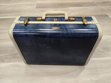 Vintage 1950s Samsonite Scwayder Bros Luggage Train Case Marbled Blue USA picture