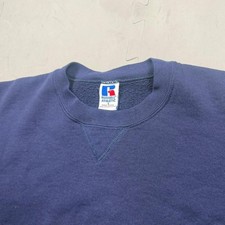 Vintage 1990s Russell Athletic Plain Blank Sweatshirt Mens Large Navy Blue USA picture