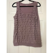 Ann Taylor LOFT Mauve Purple Tiered Ruffle Front Sleeveless Tank Top Medium picture