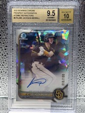JACKSON MERRILL PSA 10 2022 BOWMAN CHROME PROSPECT AUTO ATOMIC REFRACTOR 60/100 picture