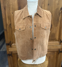 Vintage Agapo Petite Collection Leather Vest with Embroidery - Size Petite Large picture