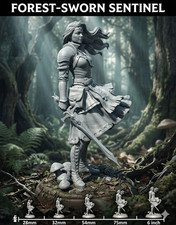 Female Knight Miniature Forest Warrior Ranger Sword Fighter DnD Pathfinder RPG picture