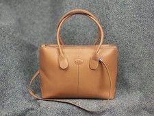Tod's authentic rectangular classic Di Bag camel calfskin Leather Mancini tote picture