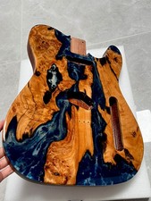 5A Handmade Guitar Body Blue Resin Mahogany Wood Burl Wood Grain Artistic Finish picture