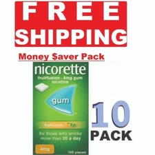 10 PACK Nicorette FRUIT FUSION Stop Smoking Chewing Gum 4mg 105Pieces picture