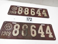 * One Pair Antique 1919 Ohio Automobile License Plate's  88644 1 Pair picture