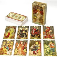 78pcs/set Golden Art Nouveau Tarot Cards, Family Party Playing Card Game picture