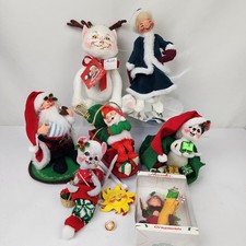 Annalee Dolls Lot 7 Mixed Santa & Animals Christmas Red Green Vtg & New picture