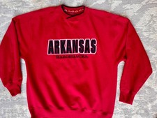 Vintage University Of Arkansas Razorbacks Red Graphic Sweatshirt Crewneck Large  picture