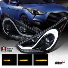 Fit 2012-2017 Hyundai Veloster Smoke Projector Headlights Sequential LED Signal picture