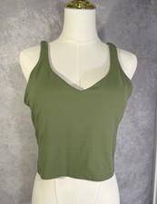 Lululemon Align Tank Top Womens 12 Olive Green Crop Built in Bra Yoga LW1DUVS picture