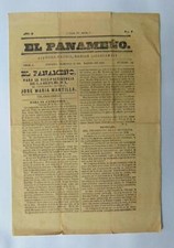 Exceedingly Rare 1850 El Panameño Newspaper Panama,Columbia picture