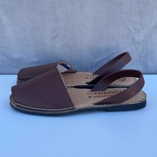 The Spanish Sandal Co Brown Leather Avarca Menorquina Slingback Sandals Size 39 picture