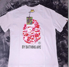 A Bathing Ape BAPE Men’s any size White Ape Head Logo Graphic Crew Neck T-Shirt picture