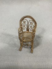 Vintage Miniature Gold Wire Dollhouse Rocking Chair picture