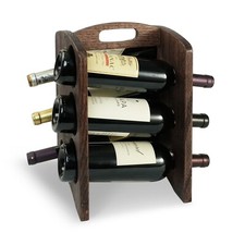 CONSDAN Wine Rack, Wine Racks Countertop, Oak Wine Bottle Holder 6 Bottles picture
