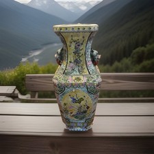 Authentic Late 1800s Qing Dynasty Vase Chinoiserie Vintage Porcelain Green picture